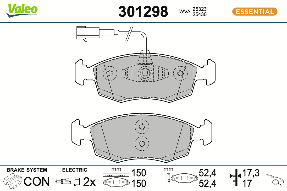 Jeu de 4 plaquettes de frein VALEO ref. 301298
